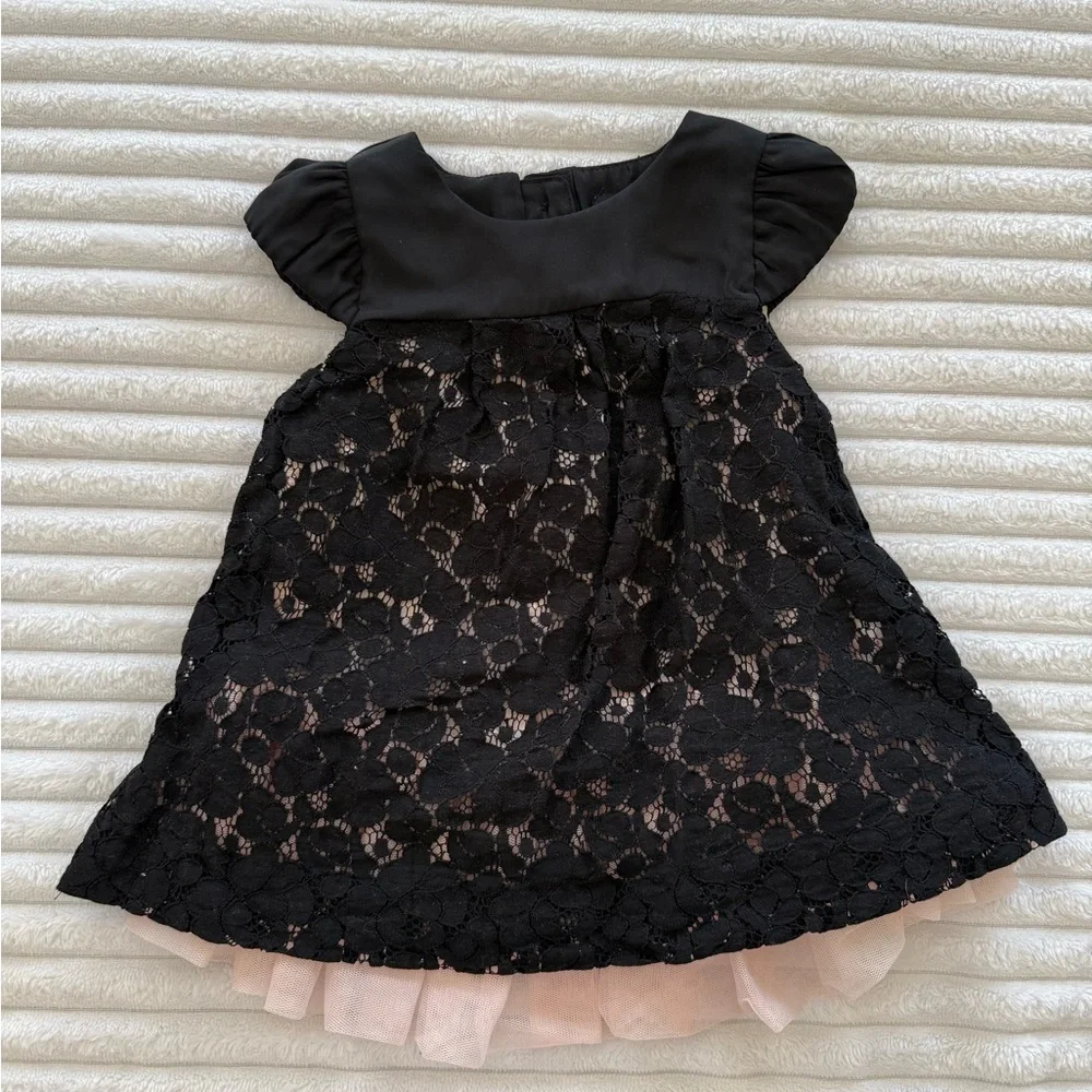 GAP Black Lace Kids Dress with Pink Underskirt